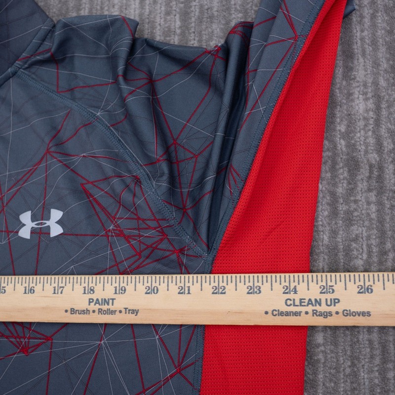 Under Armour Mens XL All Season Gear 1/4 Zip Running Pullover Grey Red 1265029 gallery