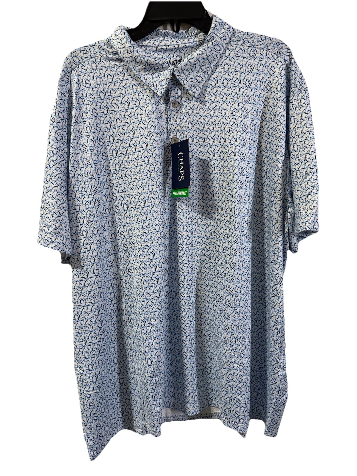 Chaps Golf Shirt Men 3x Short Sleeve Polyester White/Blue with Golf Tees Design gallery