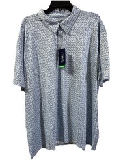 Chaps Golf Shirt Men 3x Short Sleeve Polyester White/Blue with Golf Tees Design