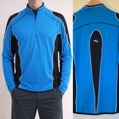 KJUS Scot Long Sleeve Performance Shirt, Sz 2XL/56, Blue 1/4 Zip Pullover