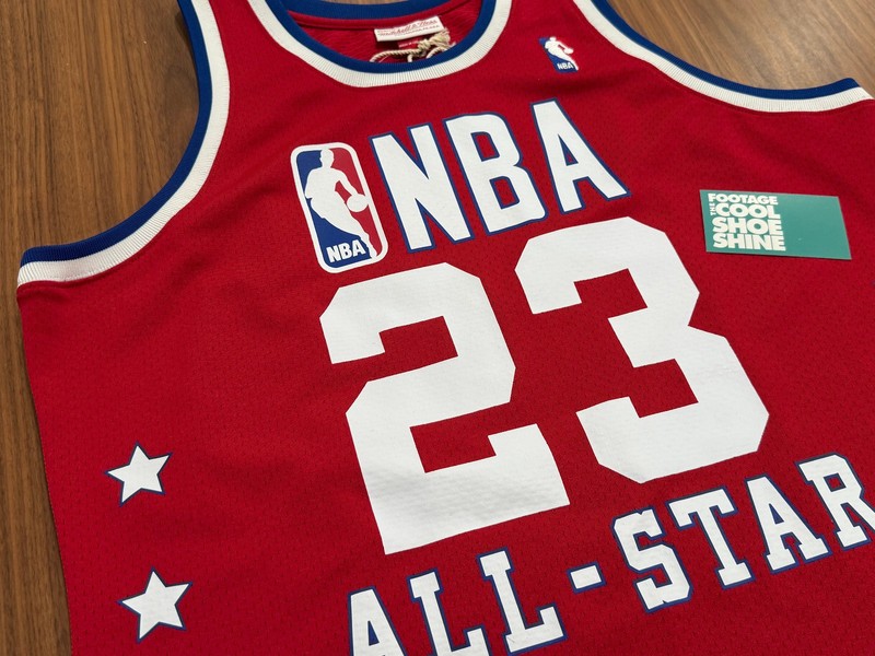 MITCHELL & NESS HWC MICHAEL JORDAN AIR EAST 1989 ALL-STAR JERSEY RED BLUE 44 L gallery