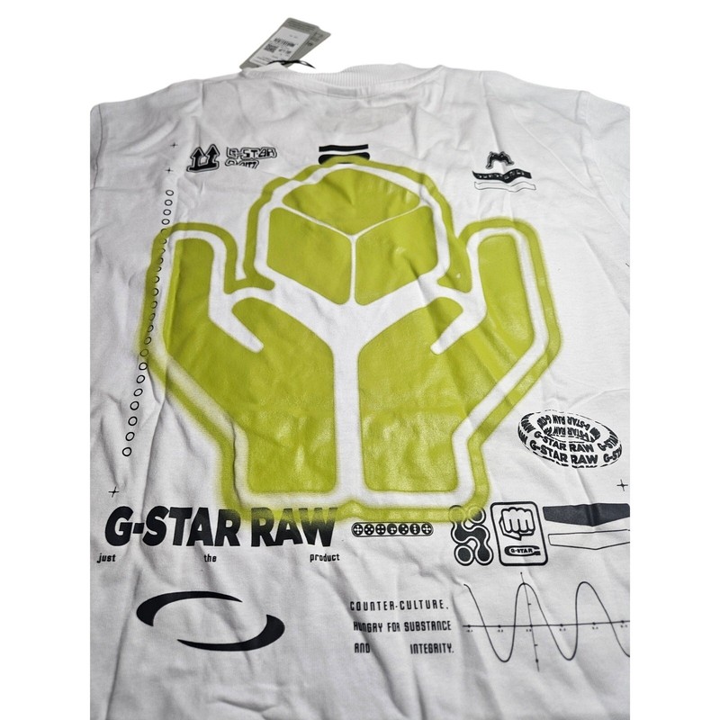 G Star Raw Mens T Shirt White Yellow Size Large gallery