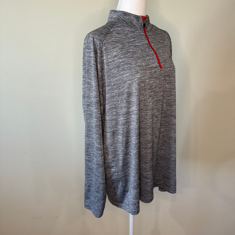 Under Armour XL Gray and Red Striped Quarter Zip Shirt gallery