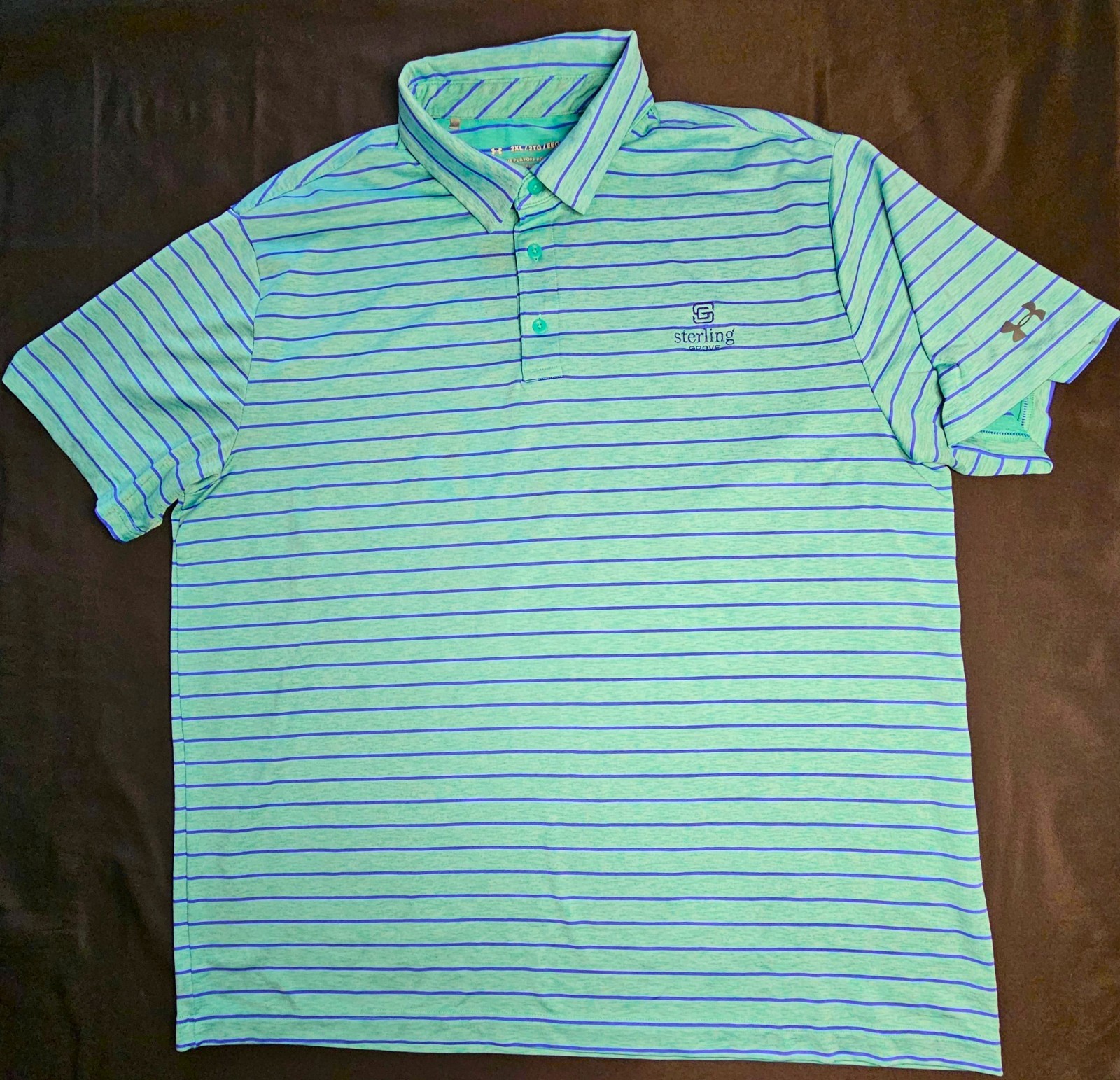 Mens Under Armour The Playoff Polo Short Sleeve Striped Polo Shirt Size 2XL gallery