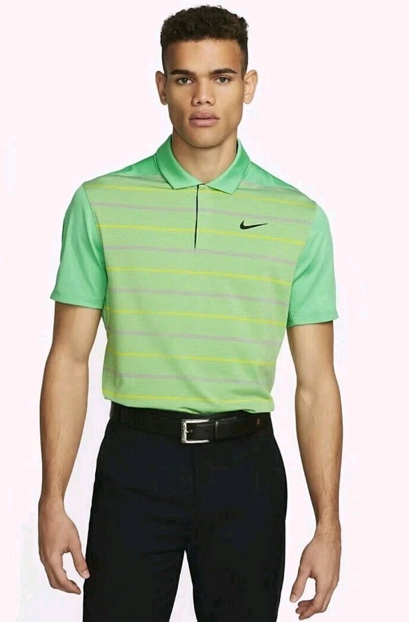 Nike Golf Tiger Woods Collection Striped Polo DR5318-363 Green Cactus Men's M gallery