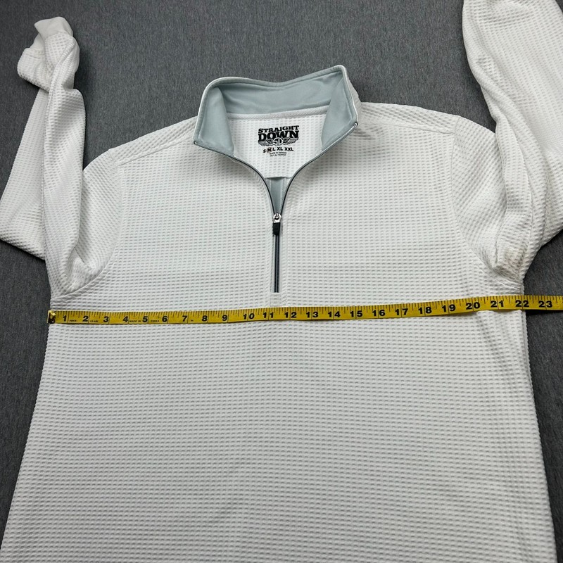 Straight Down Waffle Knit Long Sleeve Barrington Golf 1/4 Zip Mens Medium White gallery