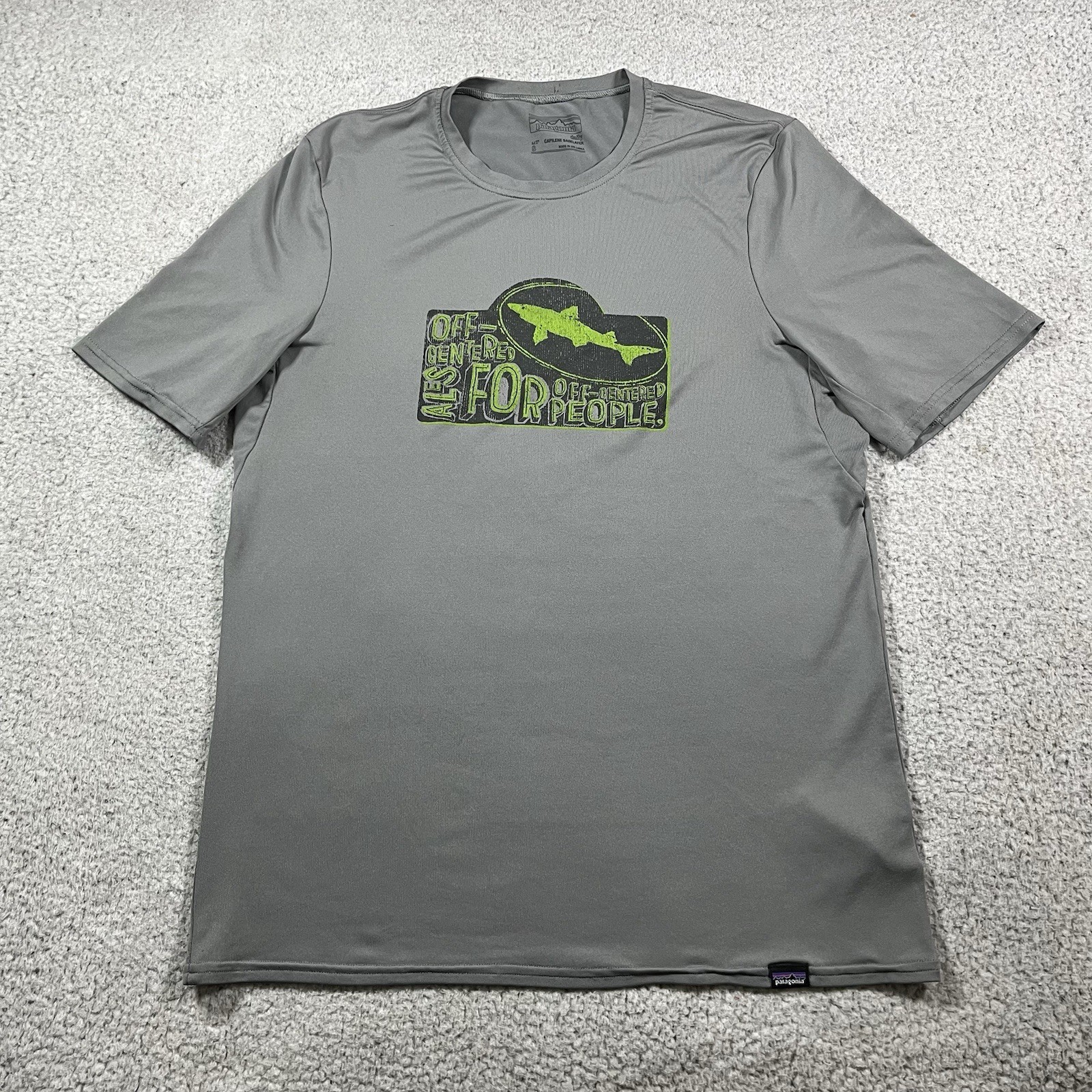 Patagonia Shirt Mens Small Gray Short Sleeve Base Layer Dogfish Head Ale Logo gallery