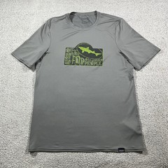 Patagonia Shirt Mens Small Gray Short Sleeve Base Layer Dogfish Head Ale Logo