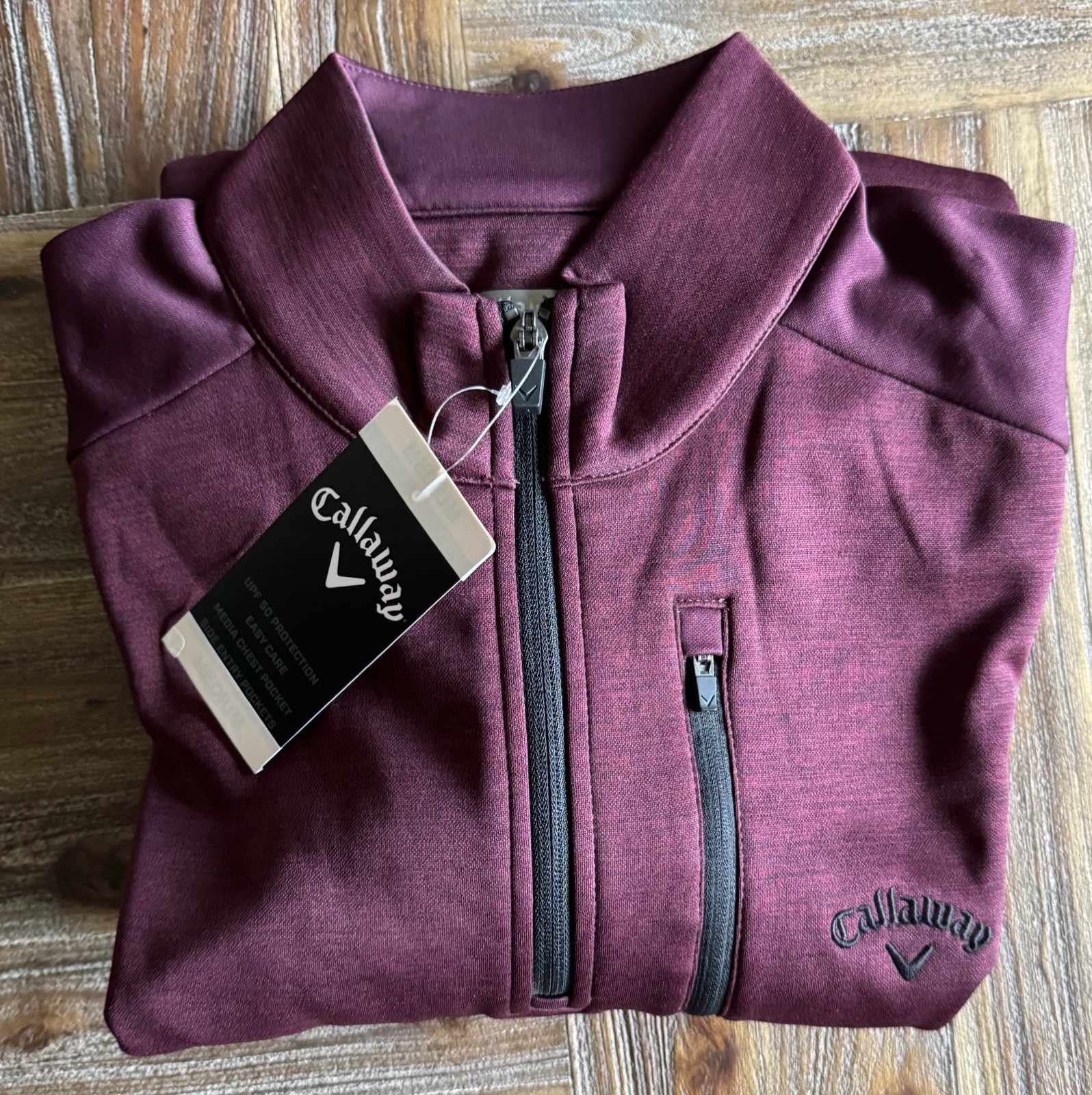 Callaway 1/4 Zip Pullover Size Medium W/ Pockets Media Pocket UPF Fig NEW gallery