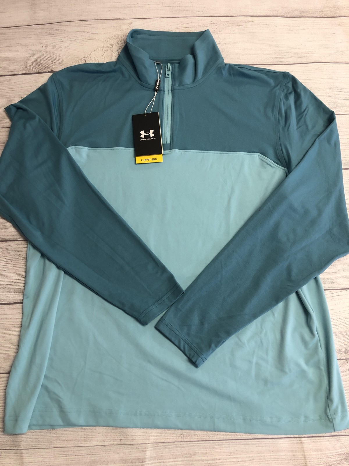 Under Armour Pullover Mens Large Blue Long Sleeve 1/4 Zip Golf UPF 50+ Top gallery
