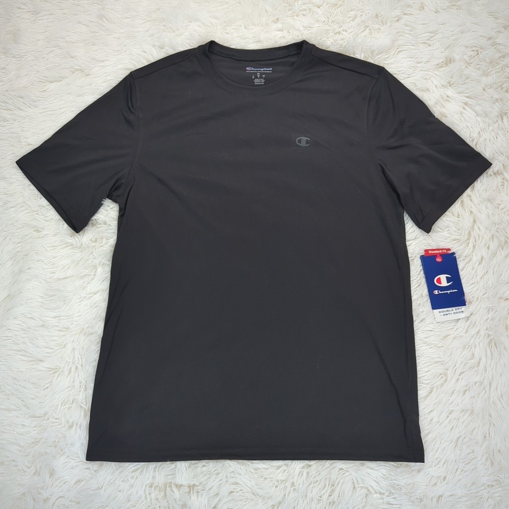 Men's Champion Double Dry Core Short Sleeve Tee Black Size Medium