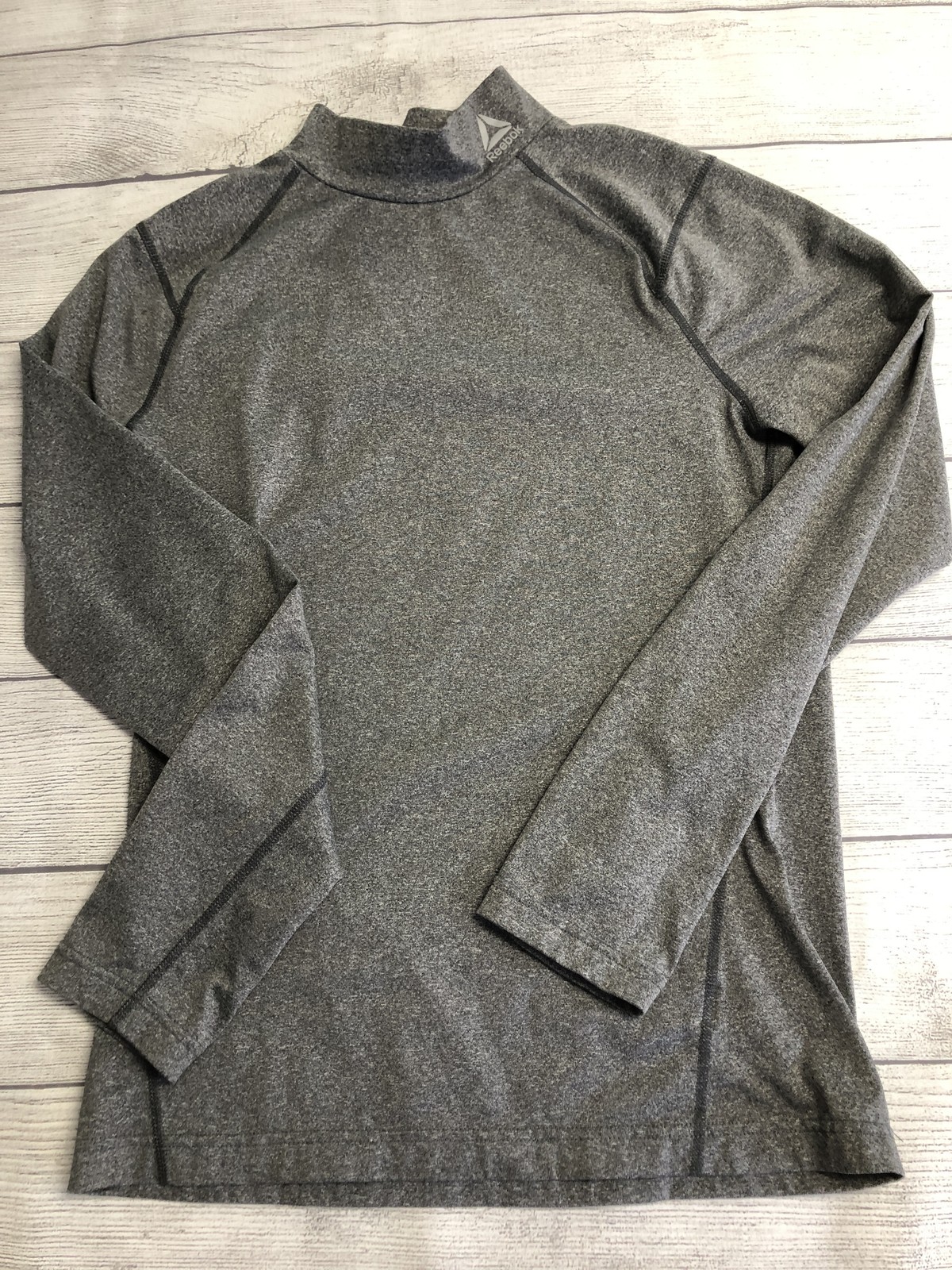Reebok Shirt Mens Small Gray Base Layer Mock Neck Athletic Running Training gallery