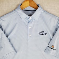JOHNNIE-O Size Small Mens Performance Polo Shirt Blue/White Stripe Wicking Golf