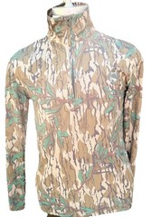 Ol’ Tom Pullover Shirt Mens Small Mossy Oak Bottomland Camo 1/4 Zip Hunting