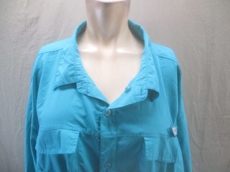 Columbia Size 2XT Mens Blue PFG Long Sleeve Collared Button Up Outdoor Shirt 140 gallery