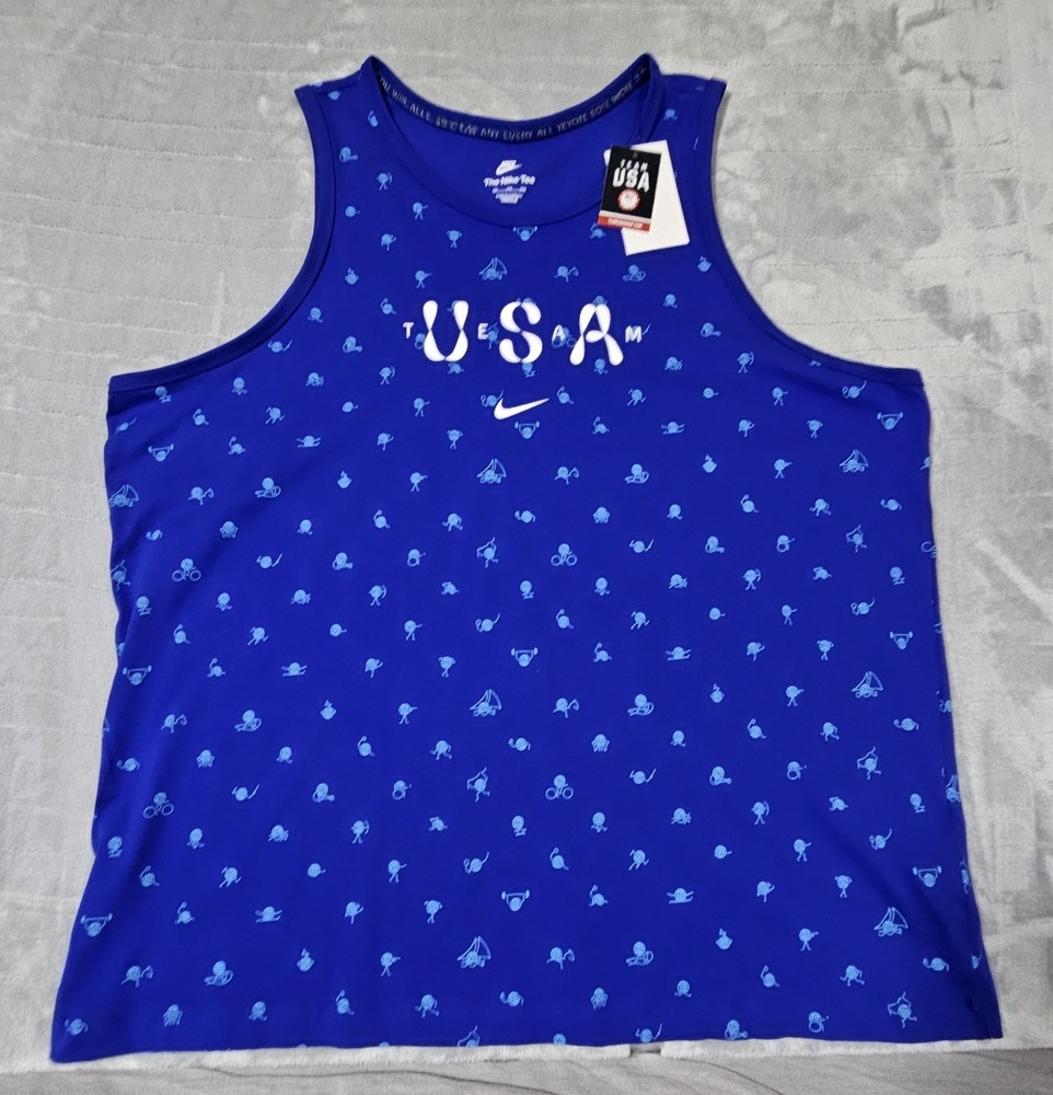 Nike Team USA Olympic Club Men's Tank Top Size XXL 2XL All Over Print AOP