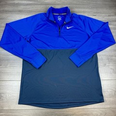 Nike Running 1/4 Zip Dri-Fit Racer Pullover Long Sleeve Top Shirt Men’s XL Blue