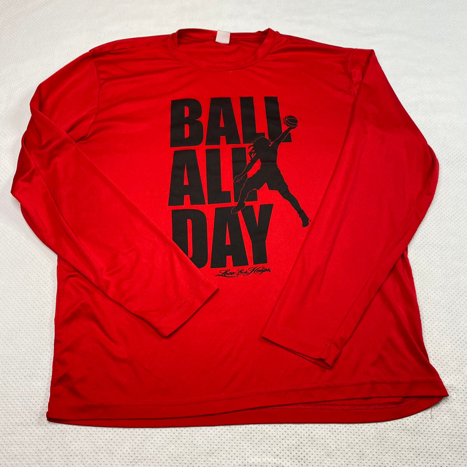 Mens Active Top sz S Red Long Sleeve Crew Neck Stretch Ball All Day Streetwear gallery