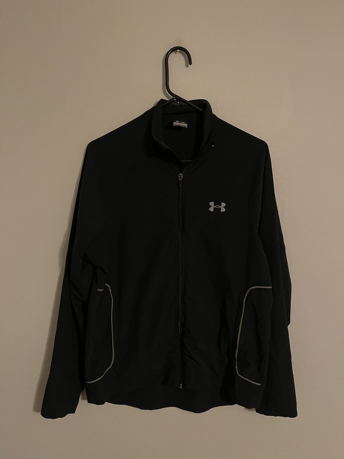 Under Armour Black Windbreaker Stretch Full Zip Track Jacket - Men's Small gallery