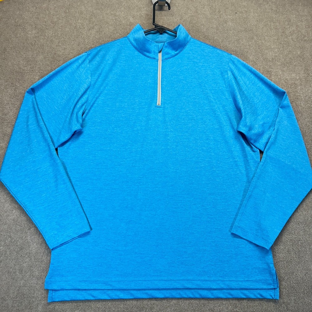 Fish Hippie 1/4 Zip Pullover Men's Large Heather Blue Mock Outdoor Waterside
