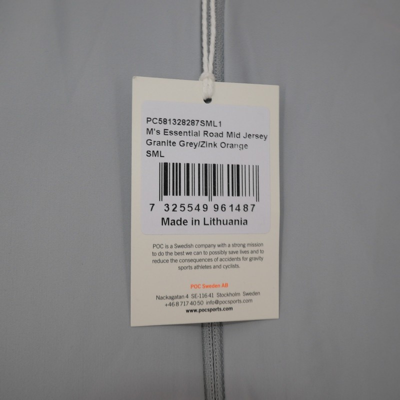 NEW POC Men's Small Essential Road Cycling Mid Jersey Shirt Gray Orange gallery