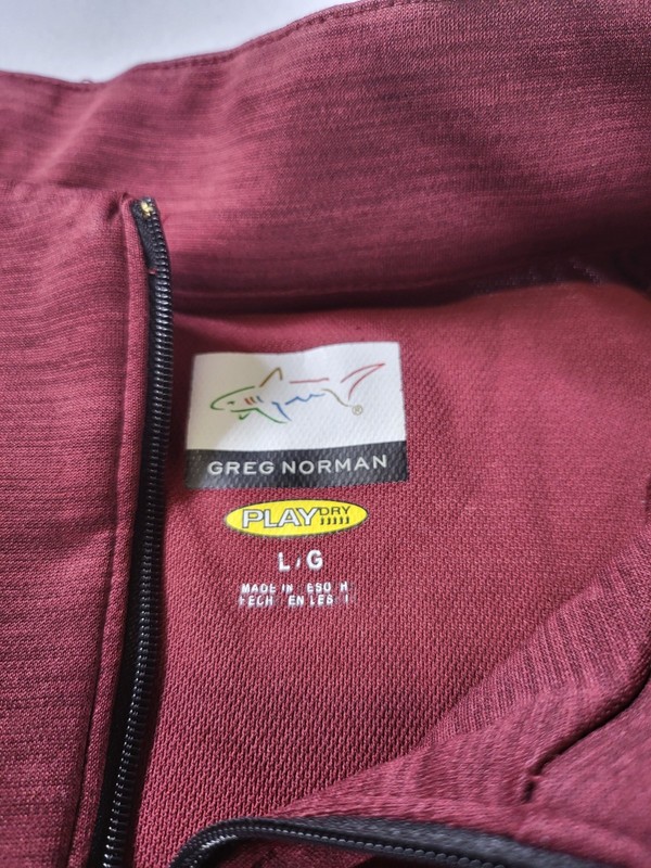 Greg Norman Play Dry Men's 1/4 Zip Long Sleeve Pullover Red Wine Burgandy Large gallery
