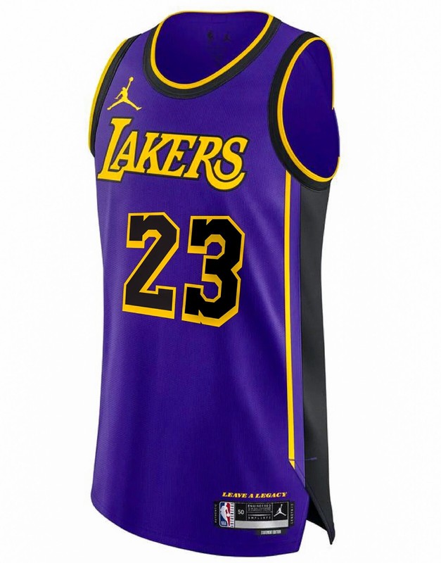 NWT NBA Authentic Lakers LeBron James 23 Statement Edition 17 Rings Jersey Sz 58 gallery