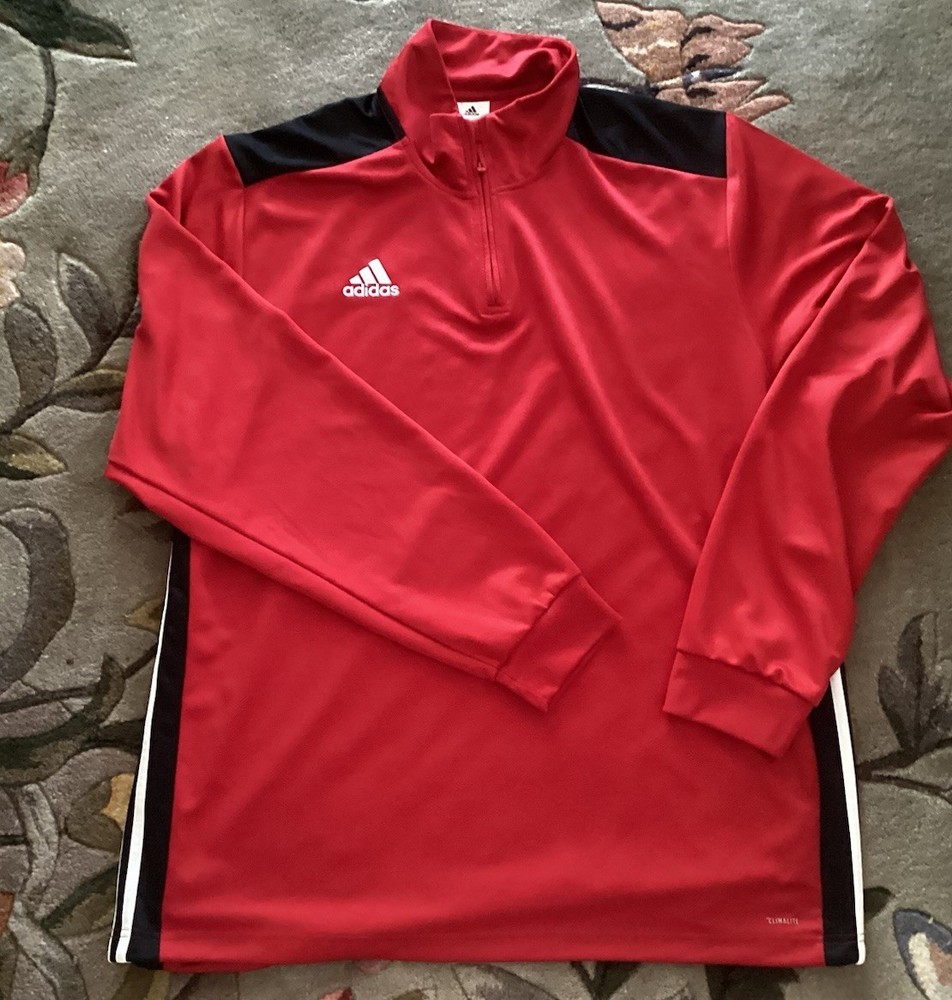 Adidas 2XX Pullover Zip Front Red, Black And White Stripes