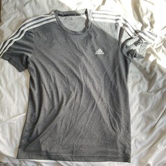 adidas Aeroready Men’s 3-Stripes Logo Crew Neck T-Shirt Gray/White L