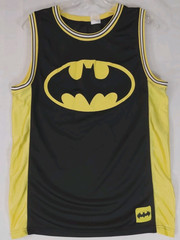 Batman Basketball Jersey Mens L #1 Black Yellow DC Superhero Comic Book Mesh