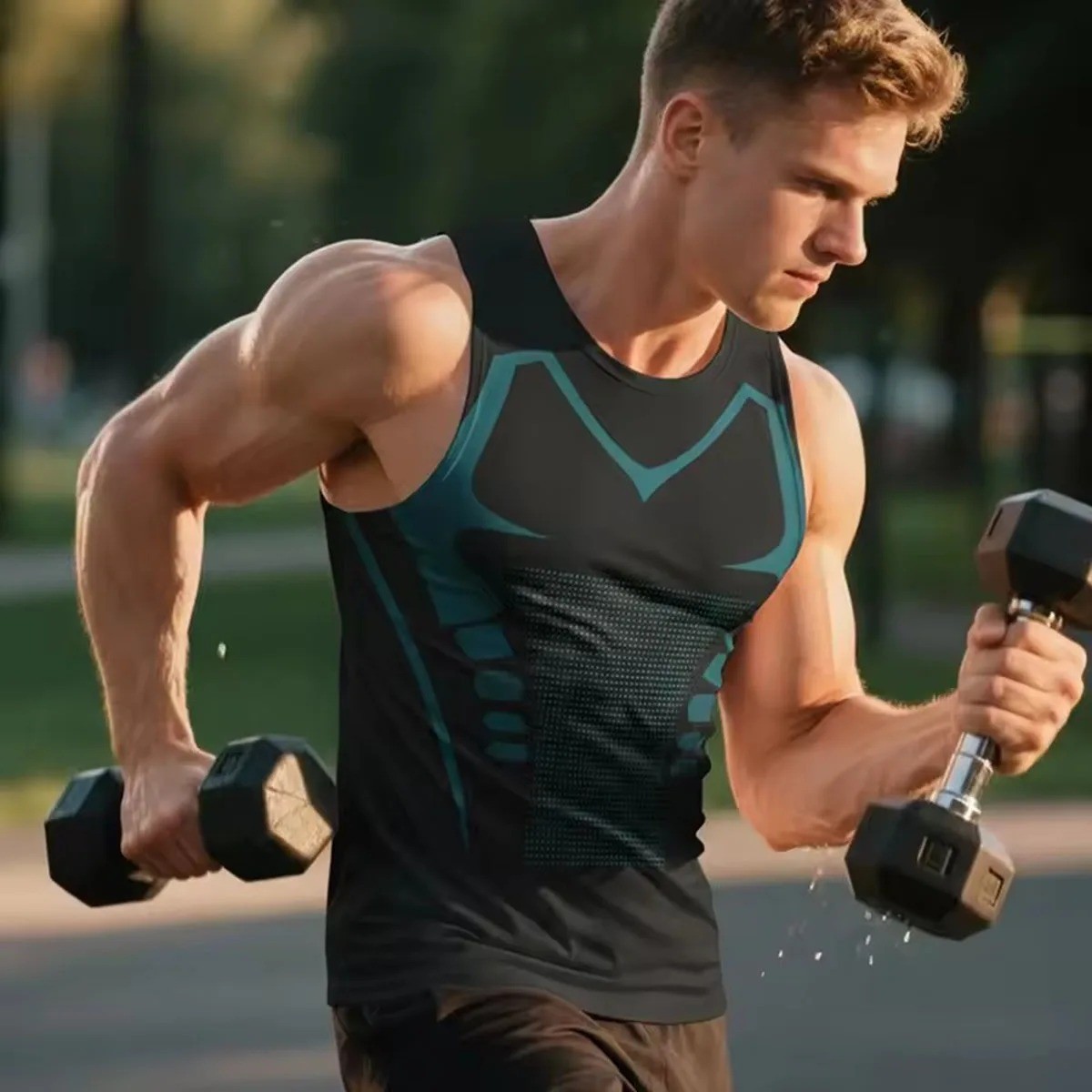 Men Compression Shirt Version Ionic Shaping Sleeveless Vest Sport Tank Top S-2XL gallery