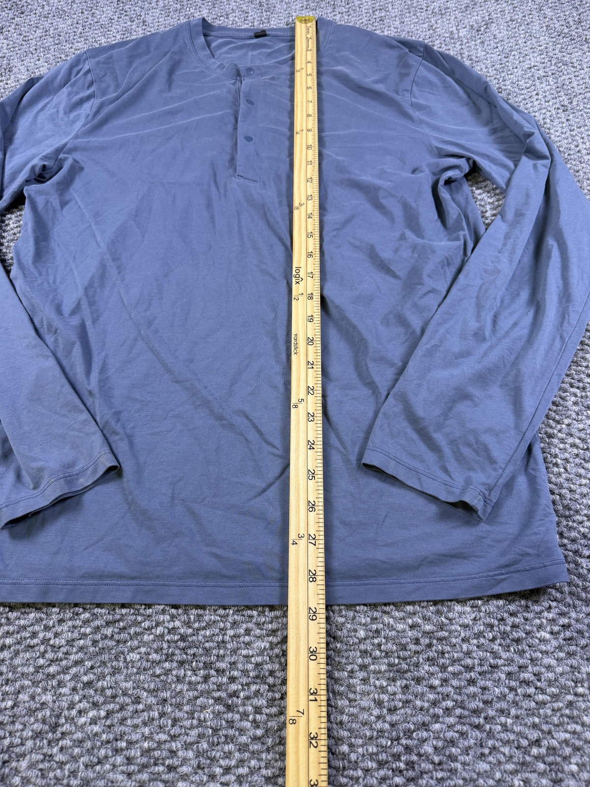 Lululemon Shirt Mens Large Blue Long Sleeve Henley Athletic Tee Running Gym gallery