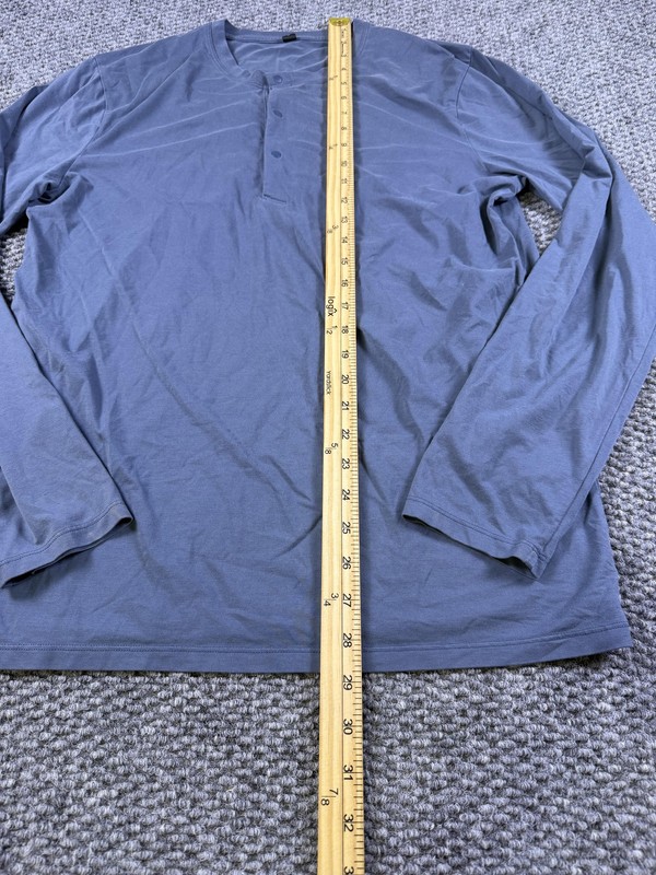 Lululemon Shirt Mens Large Blue Long Sleeve Henley Athletic Tee Running Gym gallery
