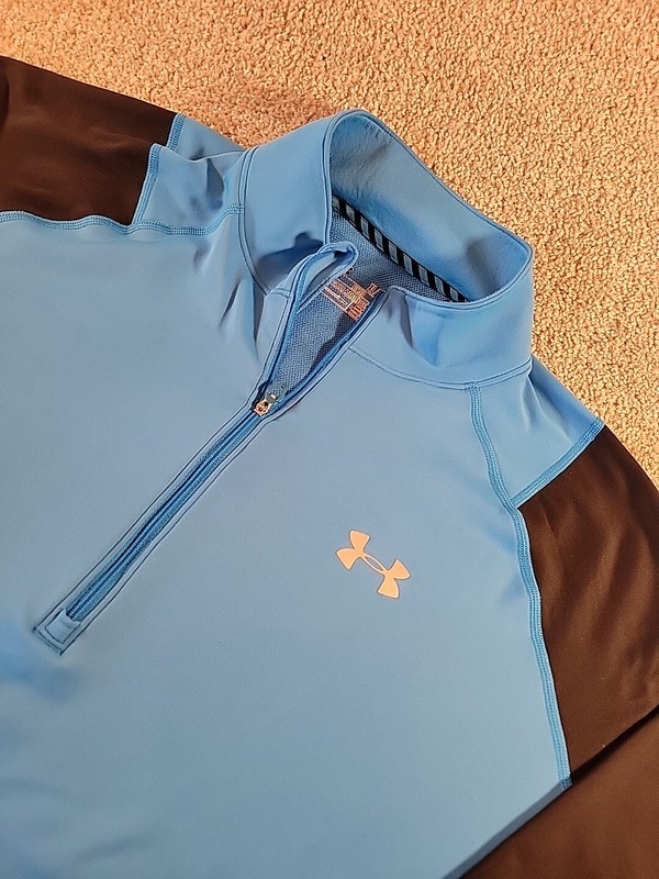 Mens Under Armour UA 1/4 Zip Pullover XL All Season Gear Fitted Blue Black gallery