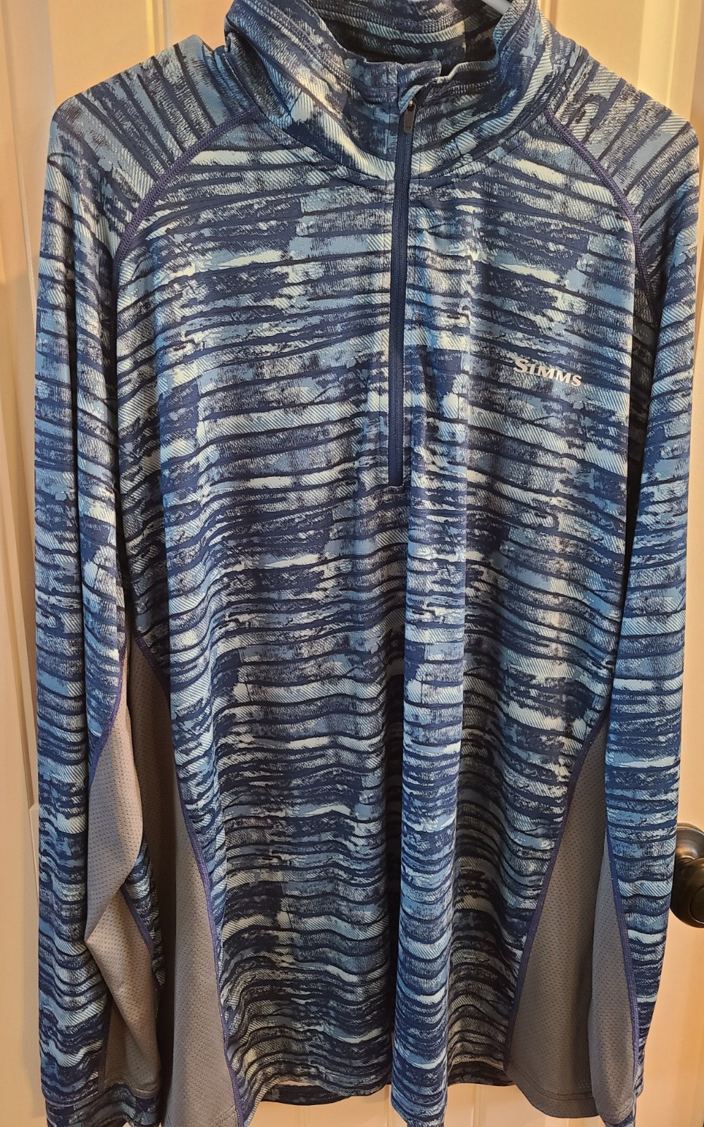 Simms Mens Solarflex 1/2 zip pullover highback collar mesh sides Sz 2XL UPF 50 gallery
