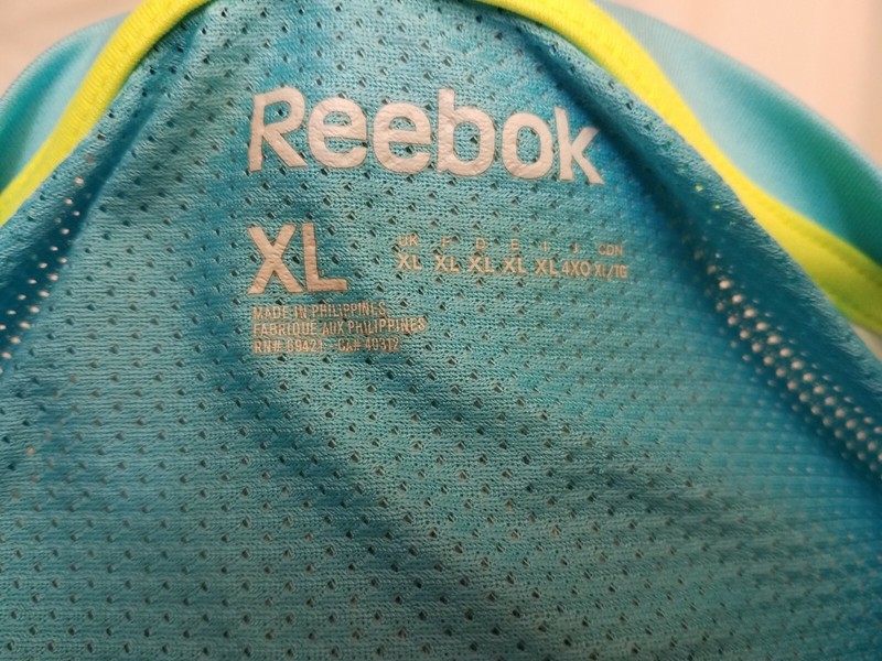 Reebok Mens Breathable PLAYDRY Crew Neck Aqua Blue Activewear Shirt Size Large gallery