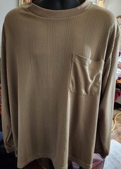 VTG Mens Haband Ribbed L/S Crew Neck Pullover POCKET BEIGE 3XL