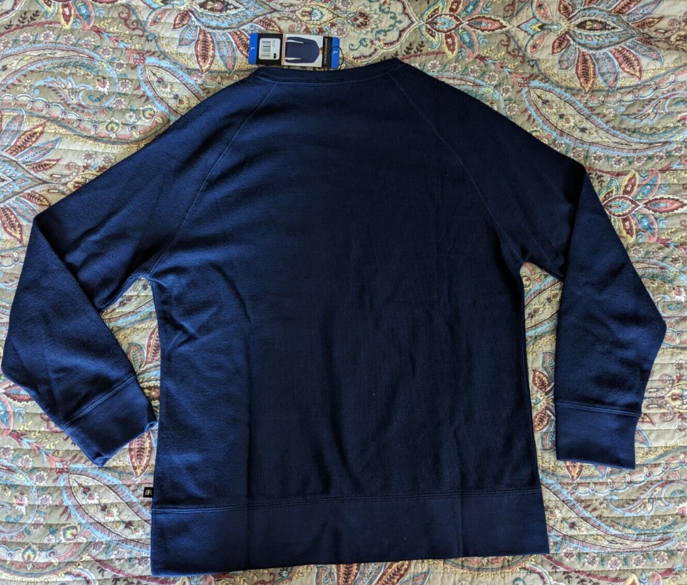 Banana Republic Men’s Waffle LS Crew Mid-weight Navy Blue Large gallery