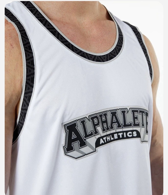 Alphalete Men’s Varsity Basketball Jersey - White , Size Large gallery