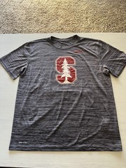 Nike Dri-Fit Stanford Tee Shirt Heathered Gray Red and White Men’s Size XL