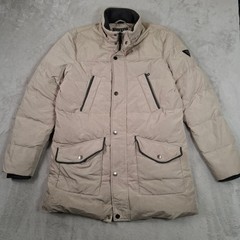 Guess Puffer Jacket Mens Large Beige Down Quilted Winter Coat Casual Warm Ski