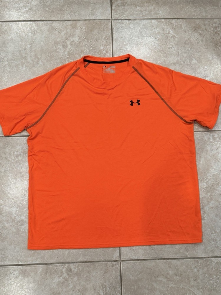 TWO Under Armour HeatGear Men's Orange and Navy T-Shirt