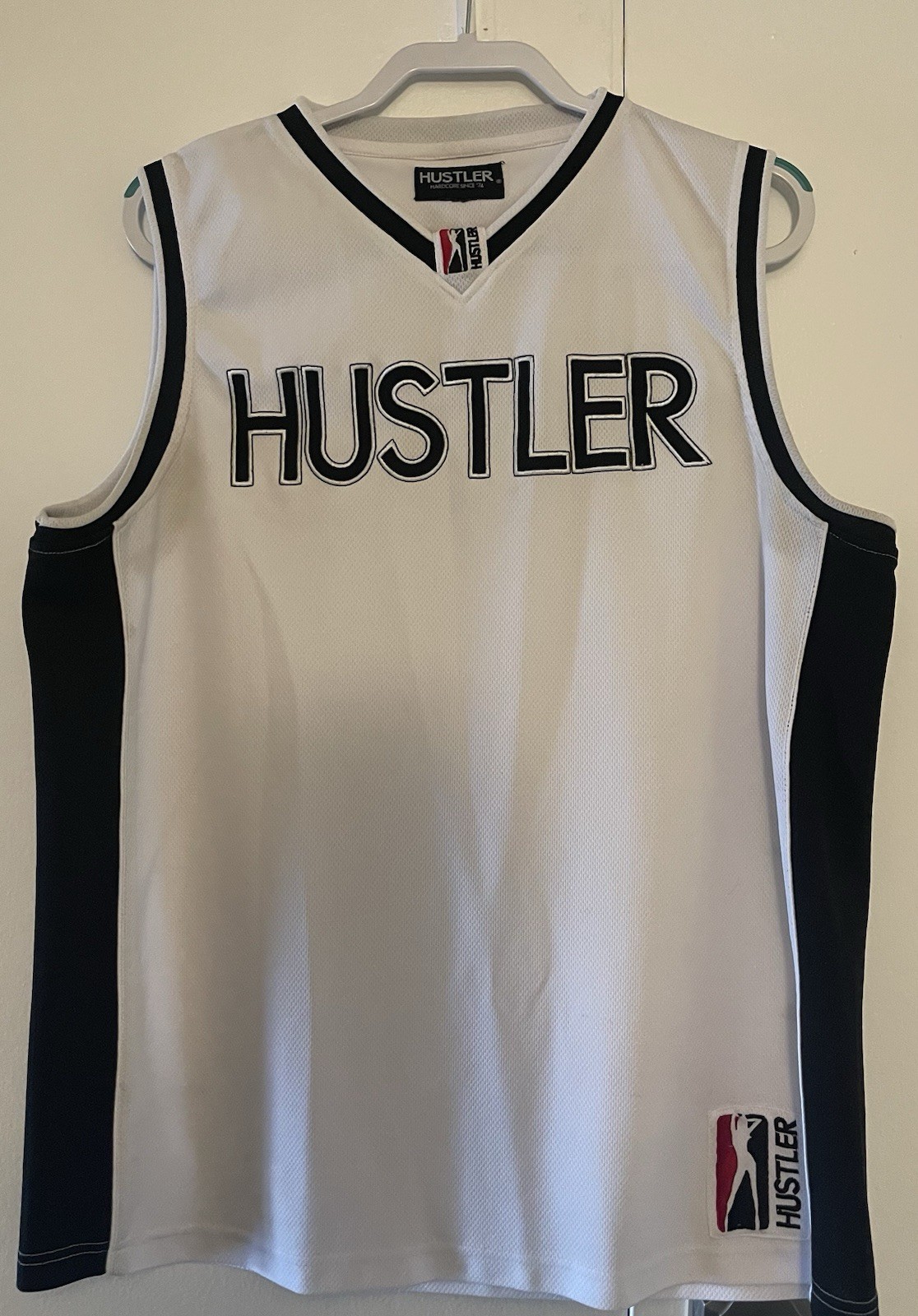 Vintage HUSTLER Magazine Larry Flynt Basketball Jersey Men's Sze XL White Y2K gallery