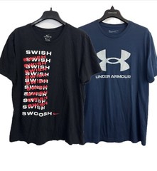 Lot of 2 Nike, Under Armour Shirts Mens Size XL Logo Tee Black, Blue Workout