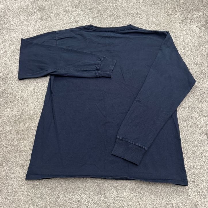 Champion Graphic Long Sleeve T-Shirt Mens Medium Navy Blue Crew Neck Cotton Tee gallery