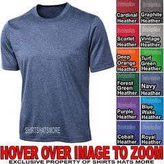 Mens Dri Fit Heathered T-Shirt Moisture Wicking Performance XS-XL 2X, 3X, 4X NEW