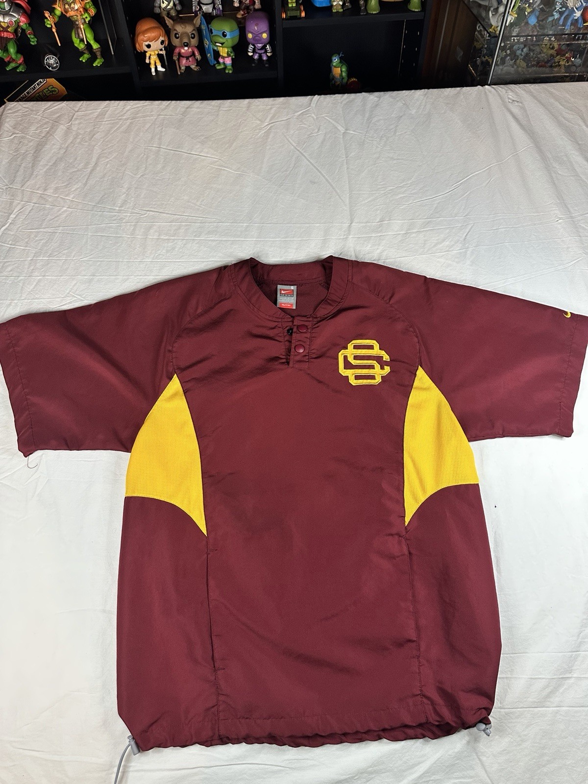 🏈 Nike Team USC Trojans Pullover Windbreaker Jacket Red Gold Size S gallery