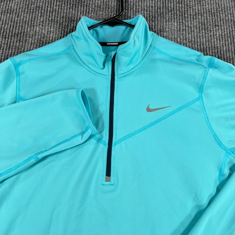 Nike Dri Fit Fleece Lined Pullover Mens Large Teal Blue Long Sleeve 1/4 Zip gallery