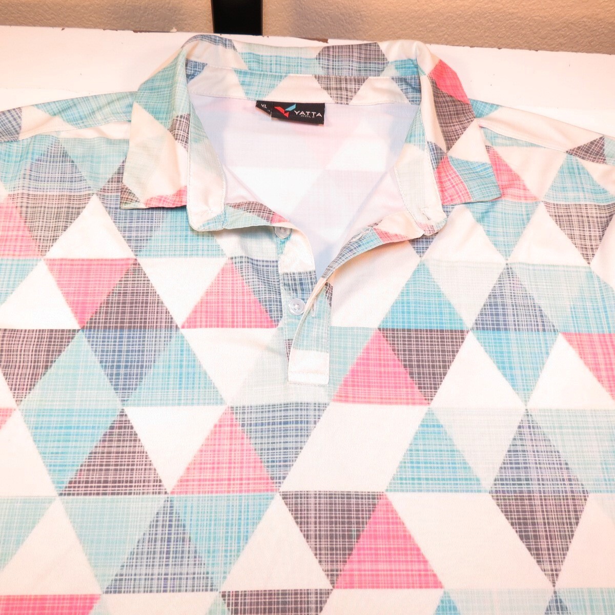 YATTA GOLF GEOMETRIC DIAMOND 3D PRINTED GOLFING GOLF POLO SHIRT Mens XL Colorful gallery