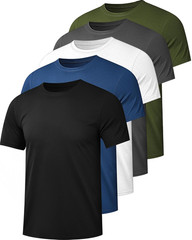 1/5 Pack Mesh Workout Shirts for Men Dry Fit Gym Shirts Quick Dry Athletic Short